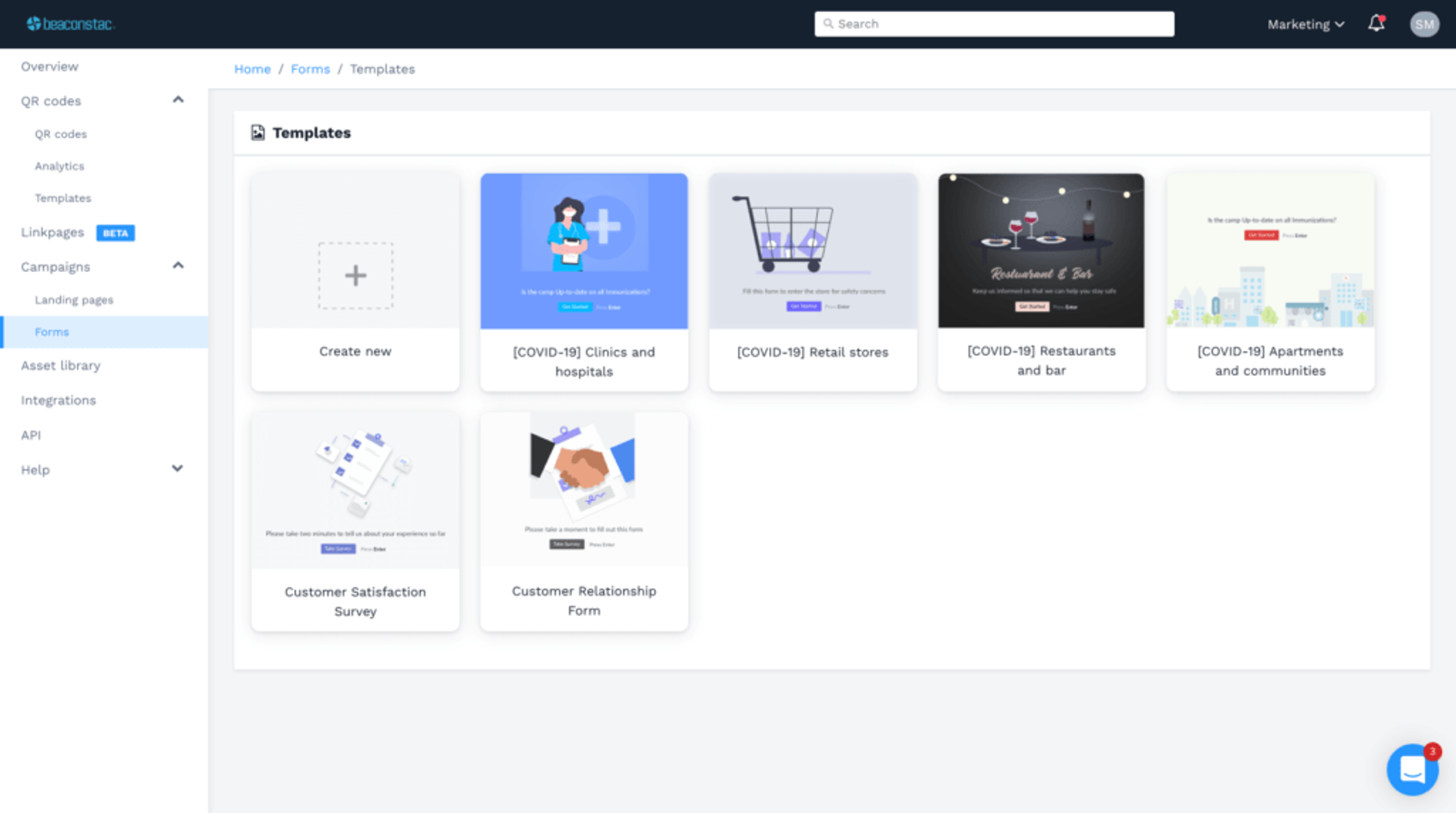 Choose one of the form templates or build one from scratch