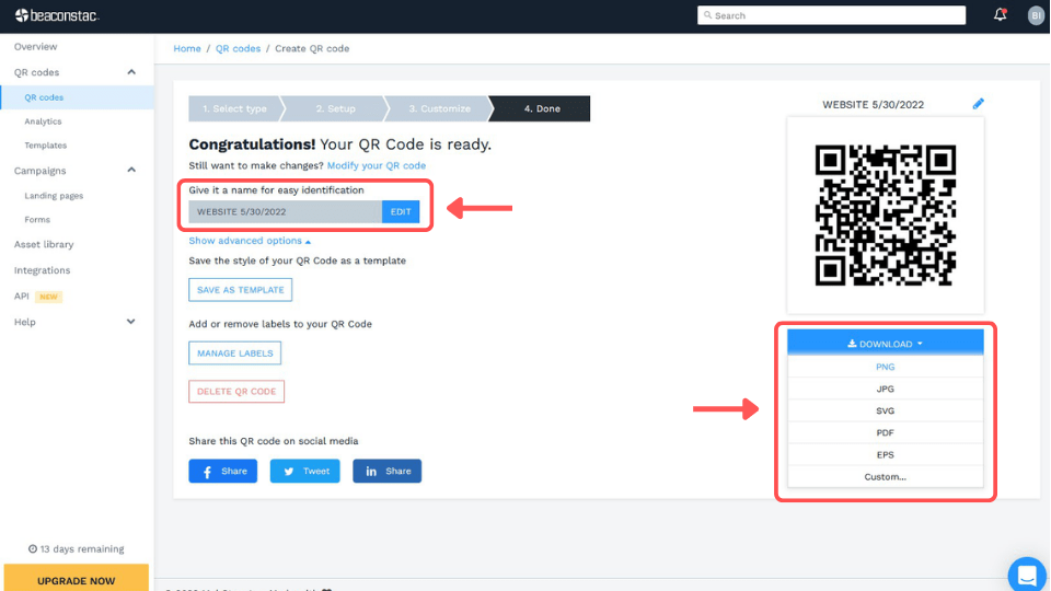 Testing, generating, and downloading your Canva QR Code