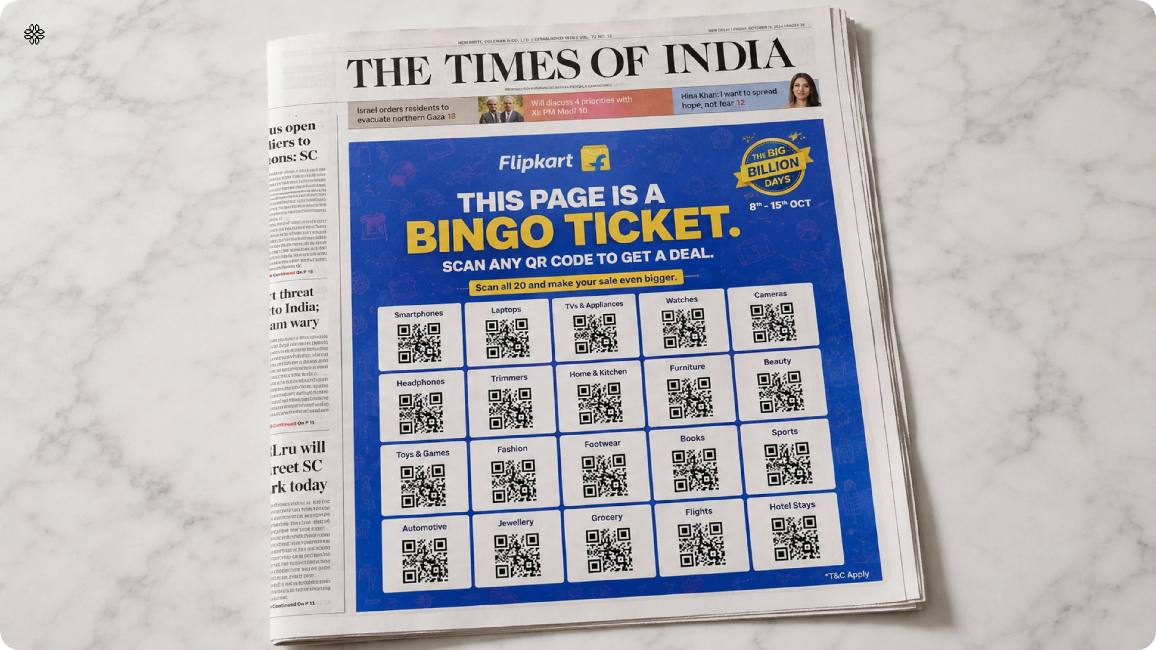 this page is a bingo ticket by Flipkart