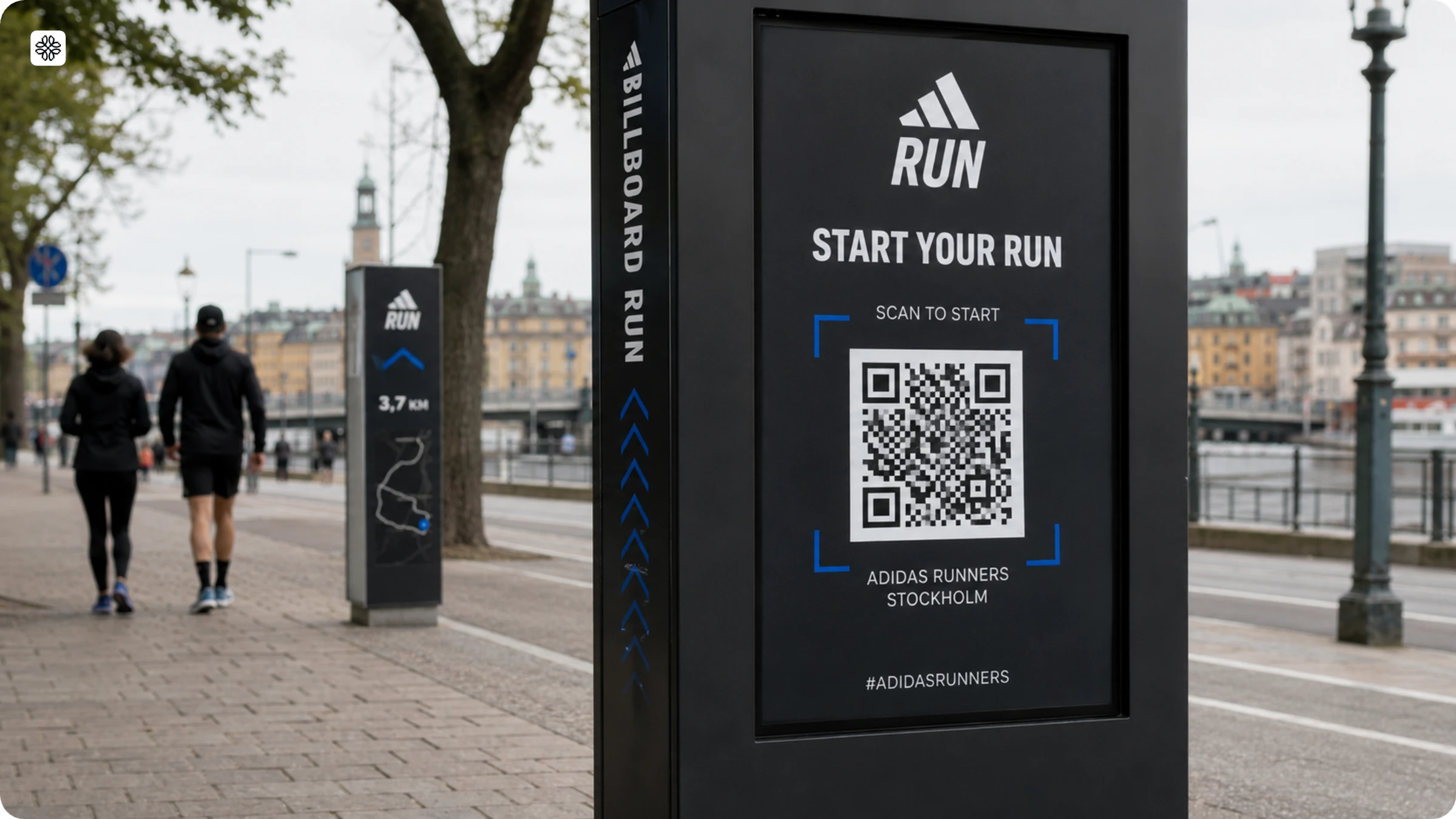 QR Code marketing campaign - Adidas billboard run kiosks