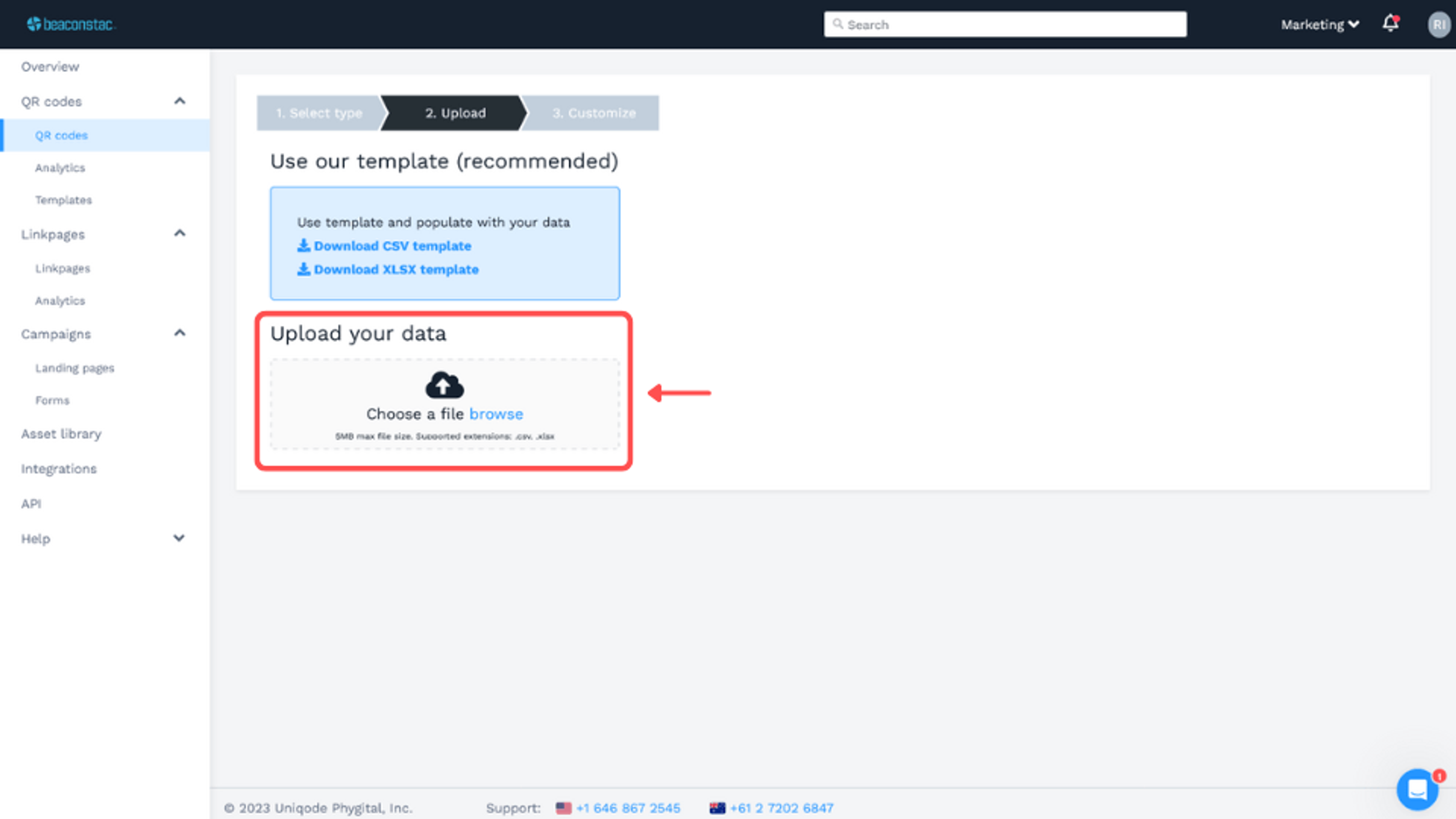  upload your spreadsheet in either CSV or XLSX formats