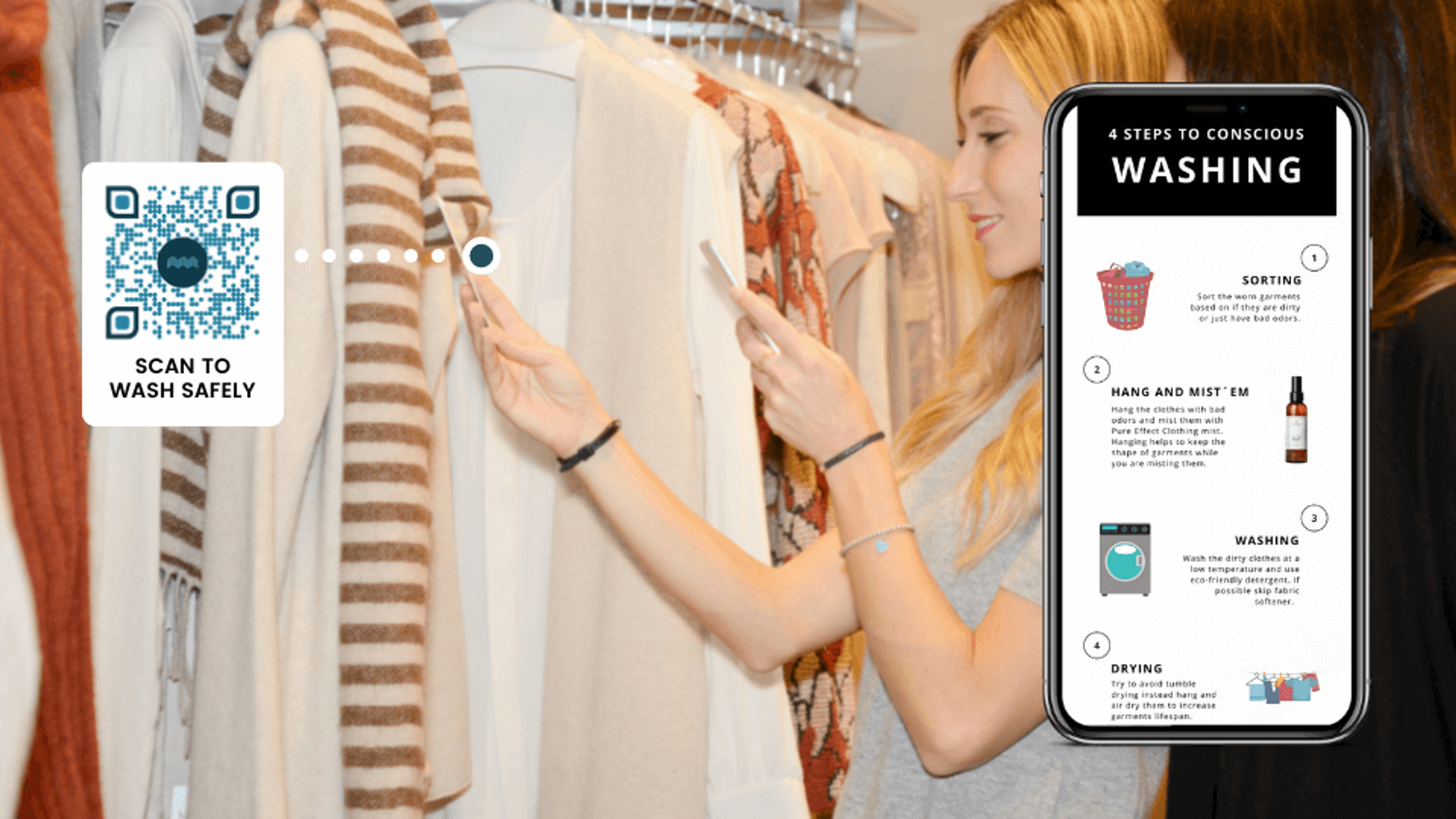 Share usage instructions and clothing information using QR Codes on clothing labels