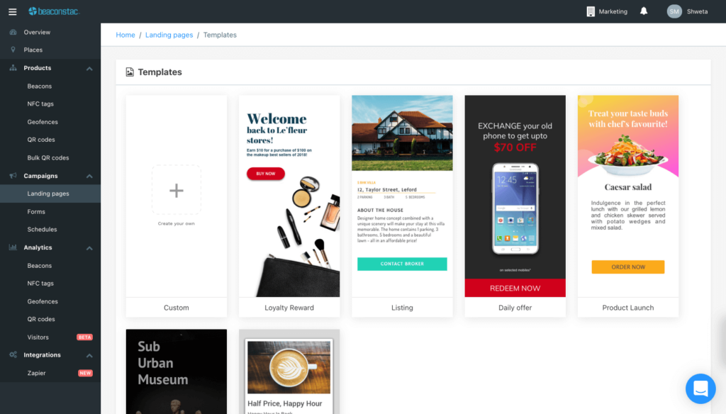 Select a landing page template