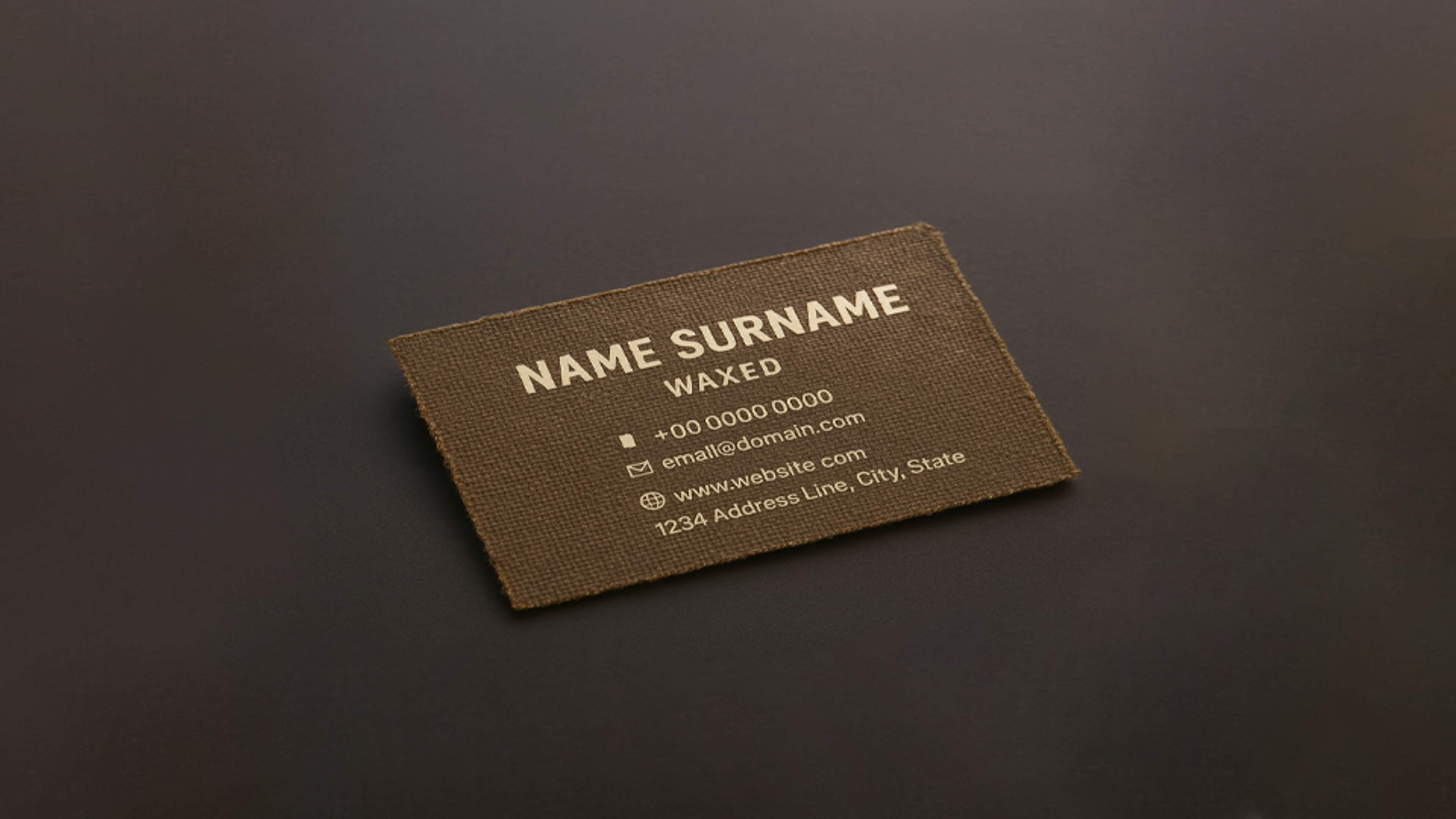 Wax-coated fabric business card
