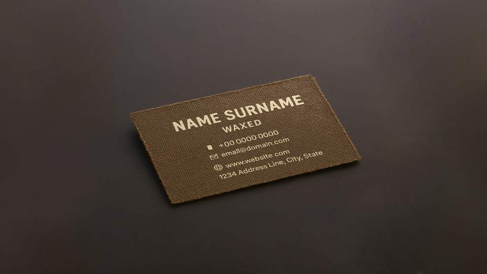 Wax-coated fabric business card