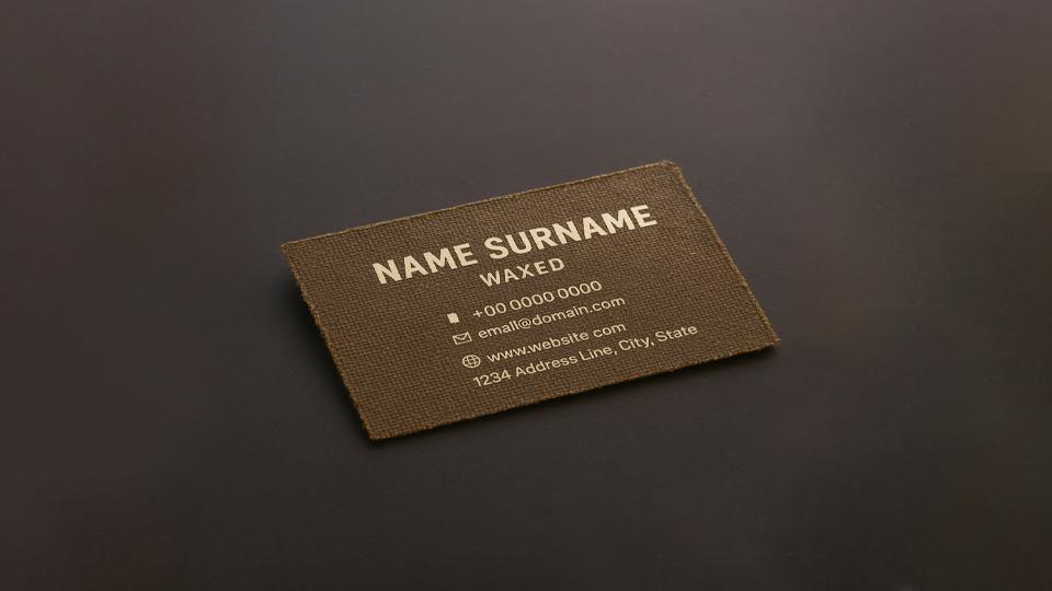 Wax-coated fabric business card