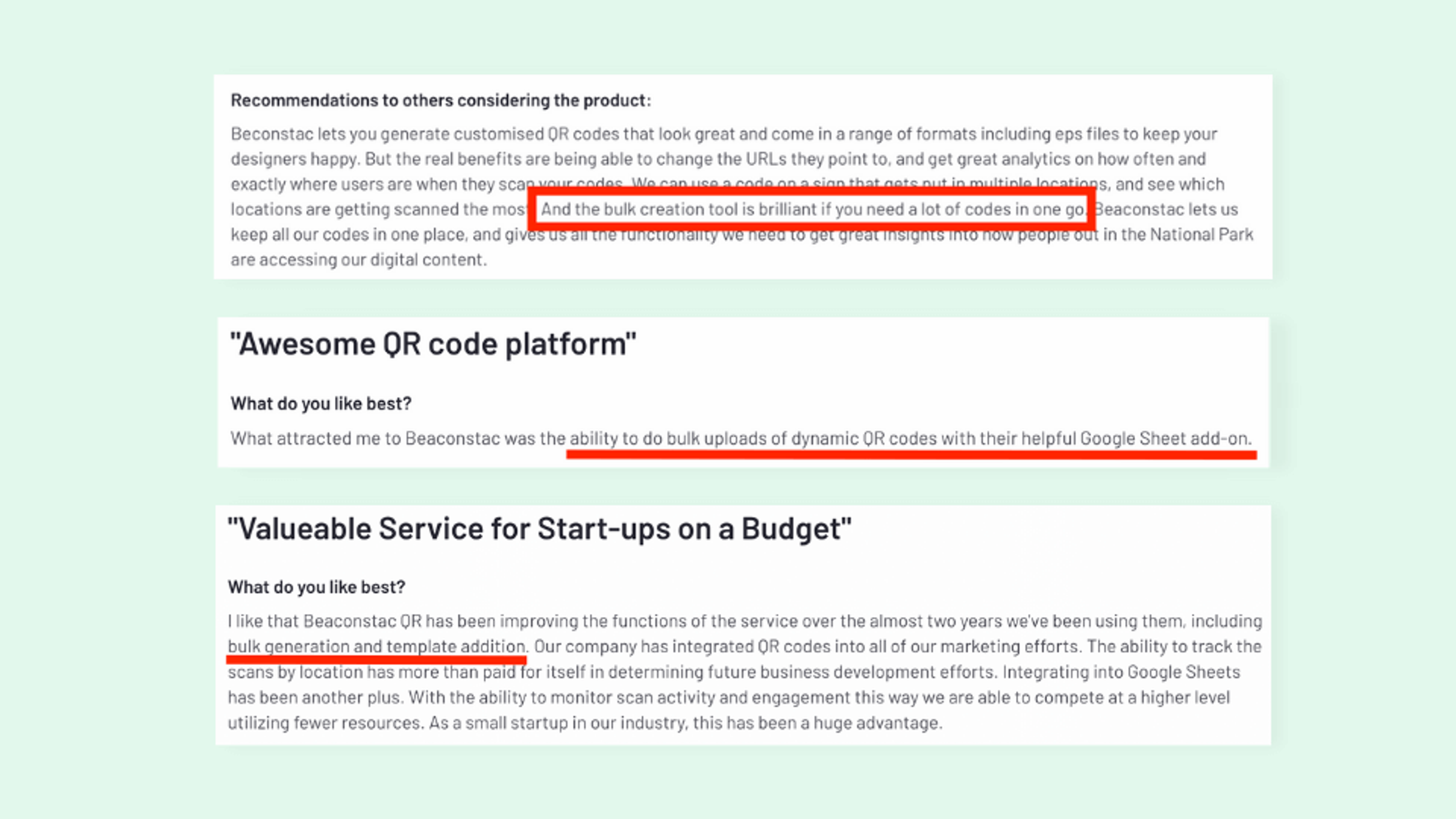 Some G2 reviews that discuss Uniqode