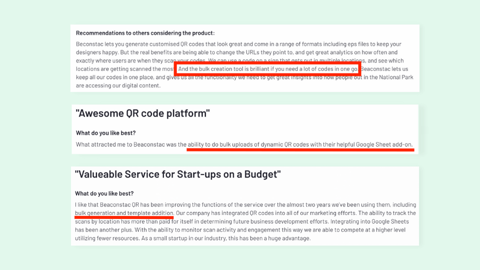 Some G2 reviews that discuss Uniqode
