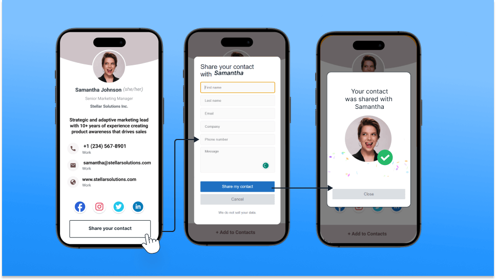 Two-way contact sharing via digital business