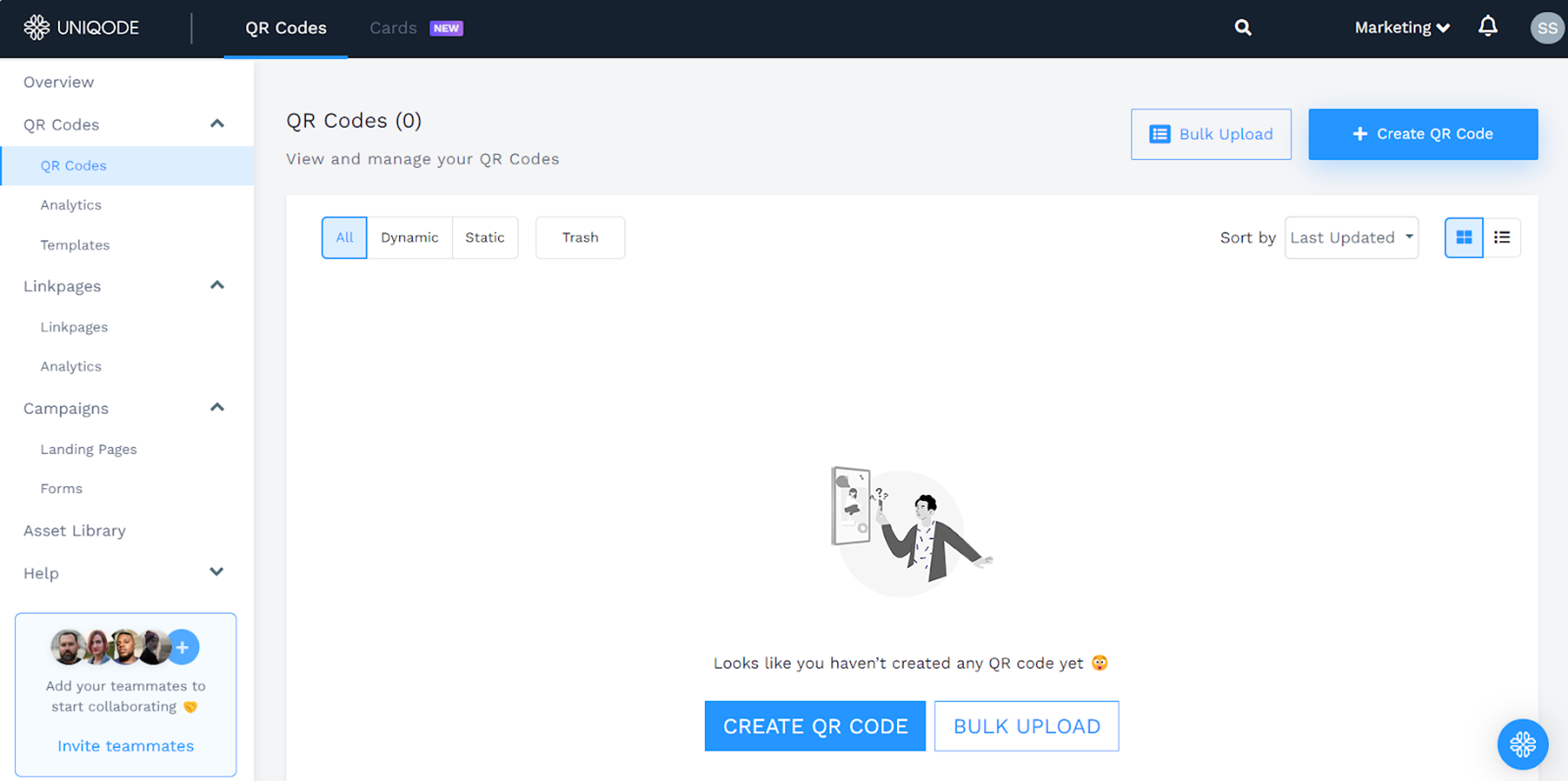 Create QR code from Uniqode