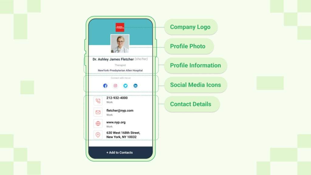 A digital business card that showcase all the owner