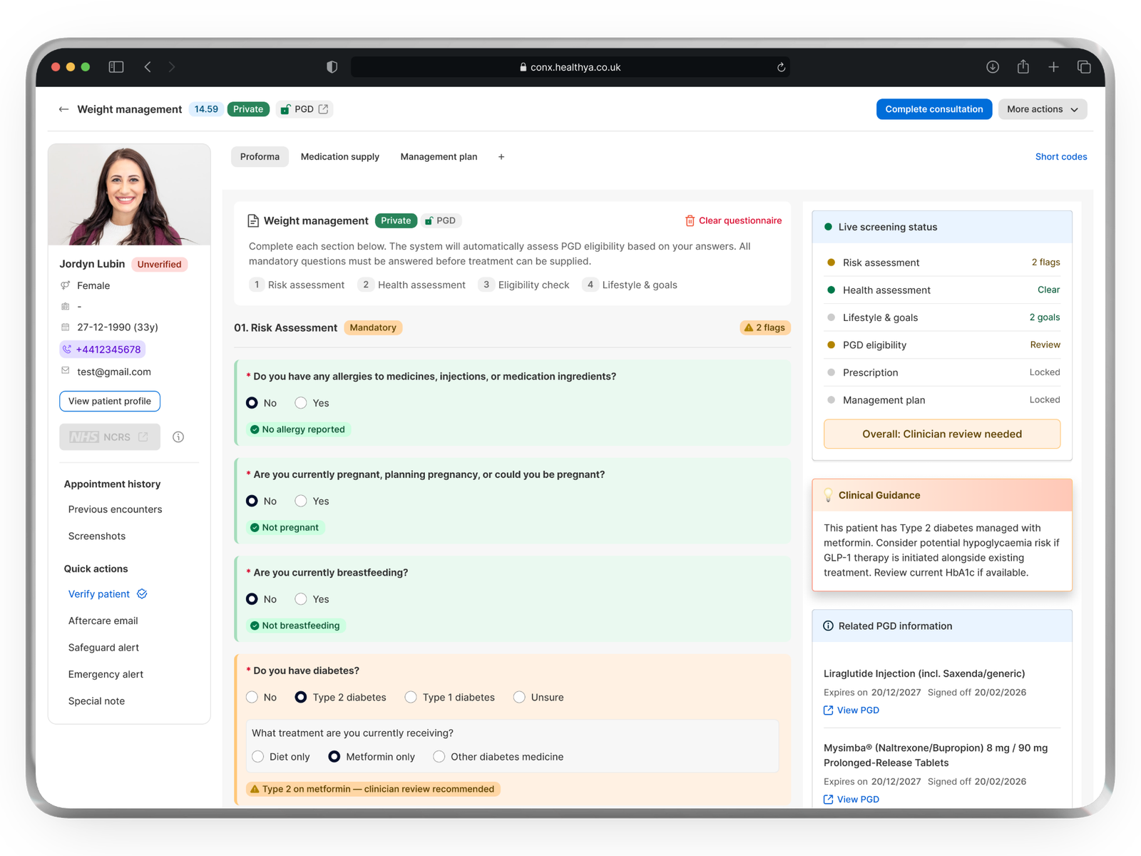 ConX platform weight-management PGD-led consultation