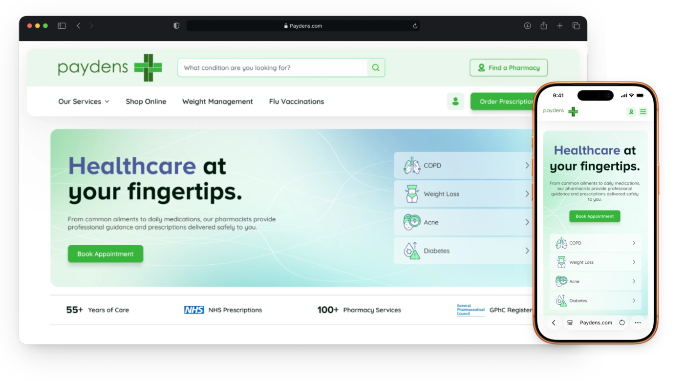 Paydens Pharmacy website