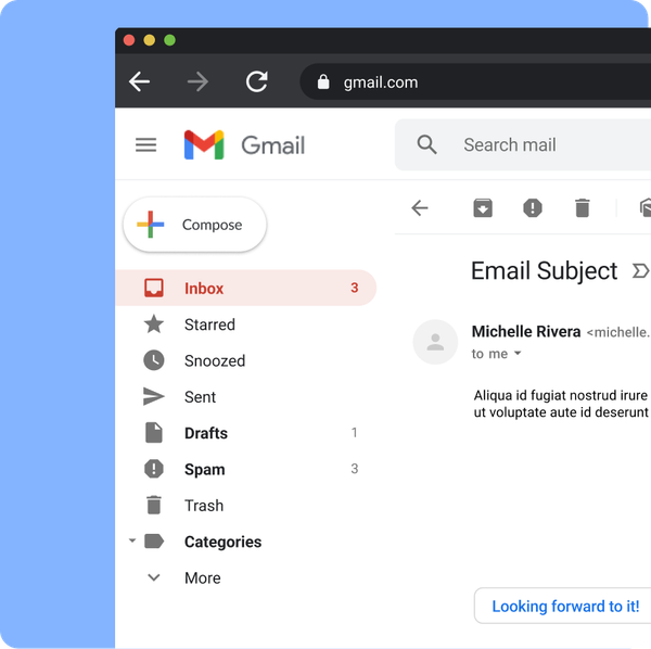 Screenshot of the Gmail inbox in a web browser.