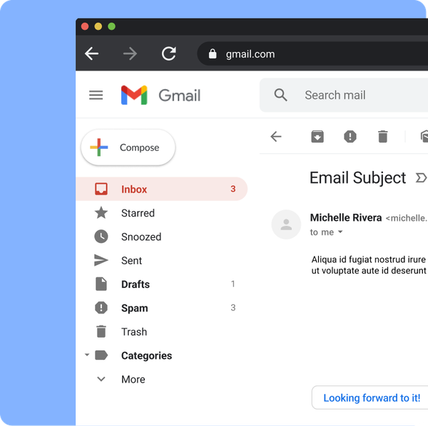 Screenshot of the Gmail inbox in a web browser.