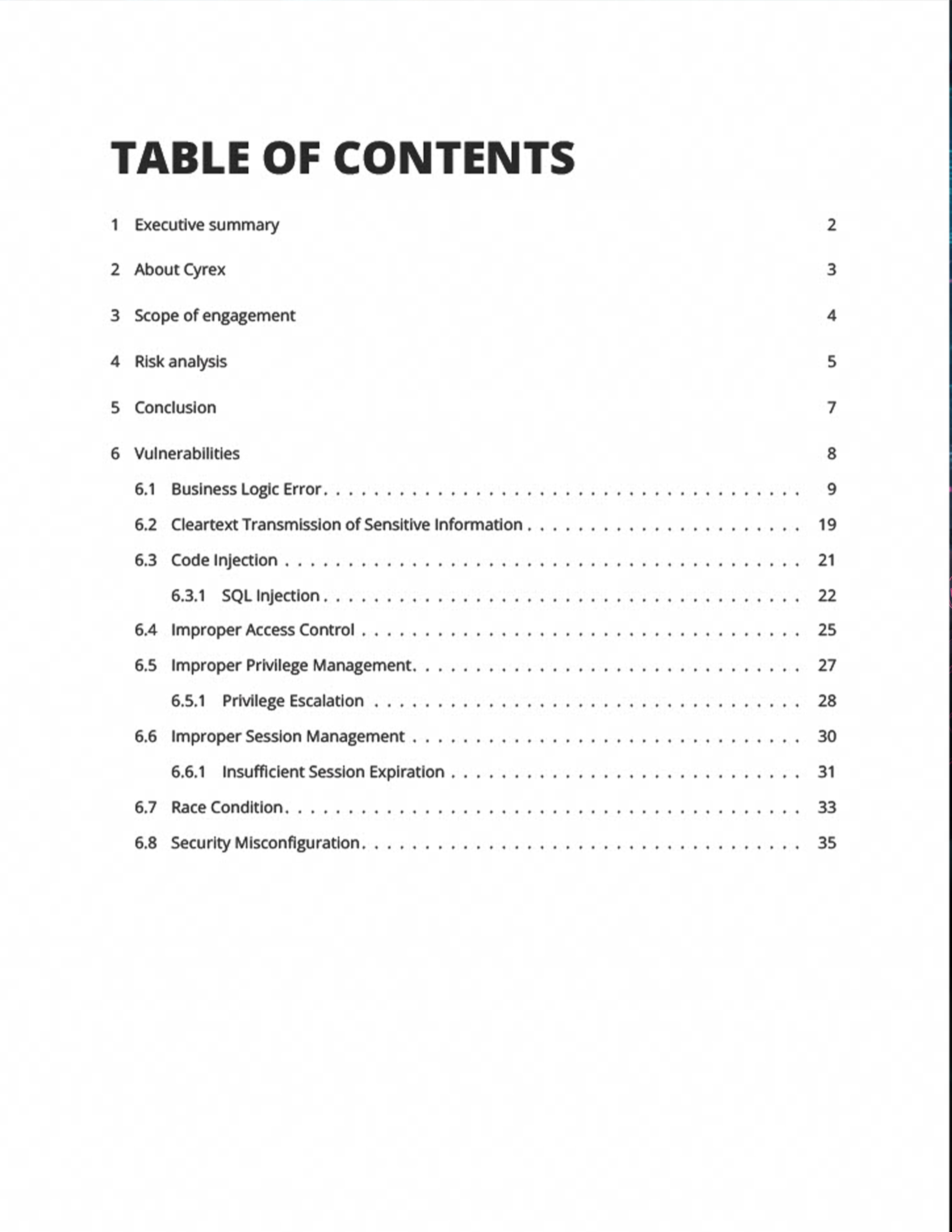 Table of Contents