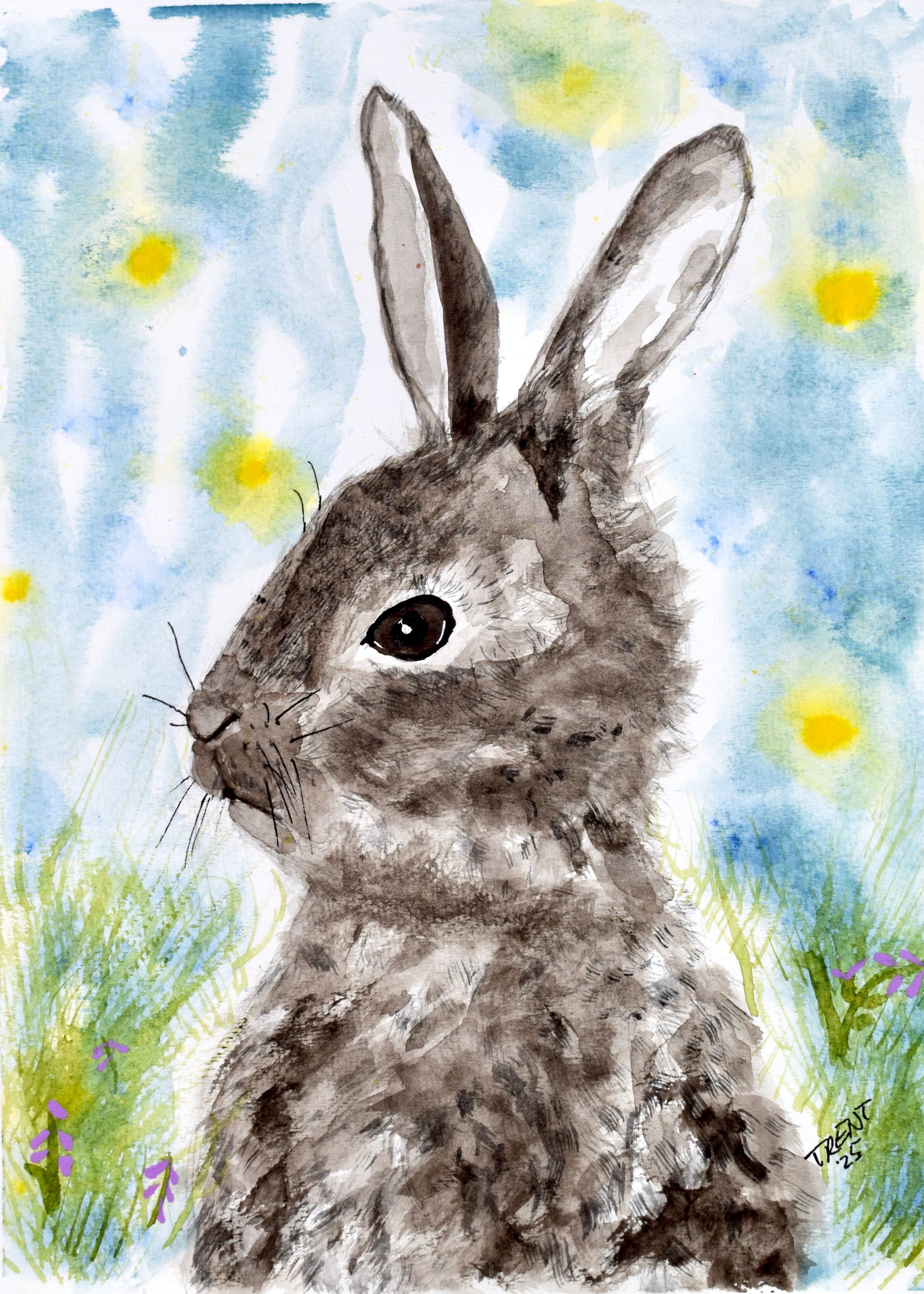 Watercolor painting of a Rabbit.