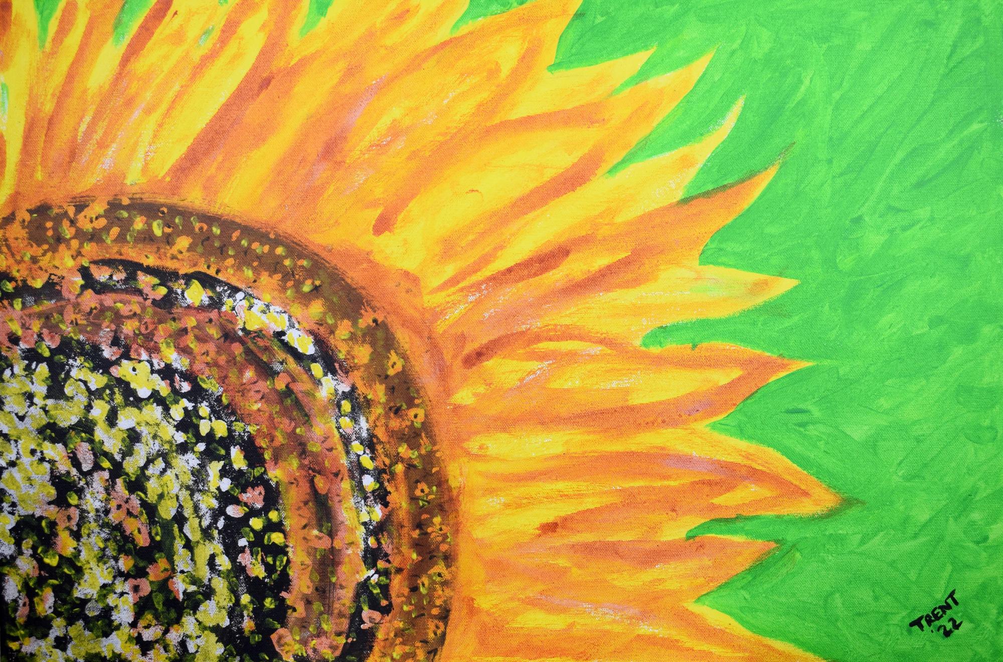 Acrylic painting of a sunflower.