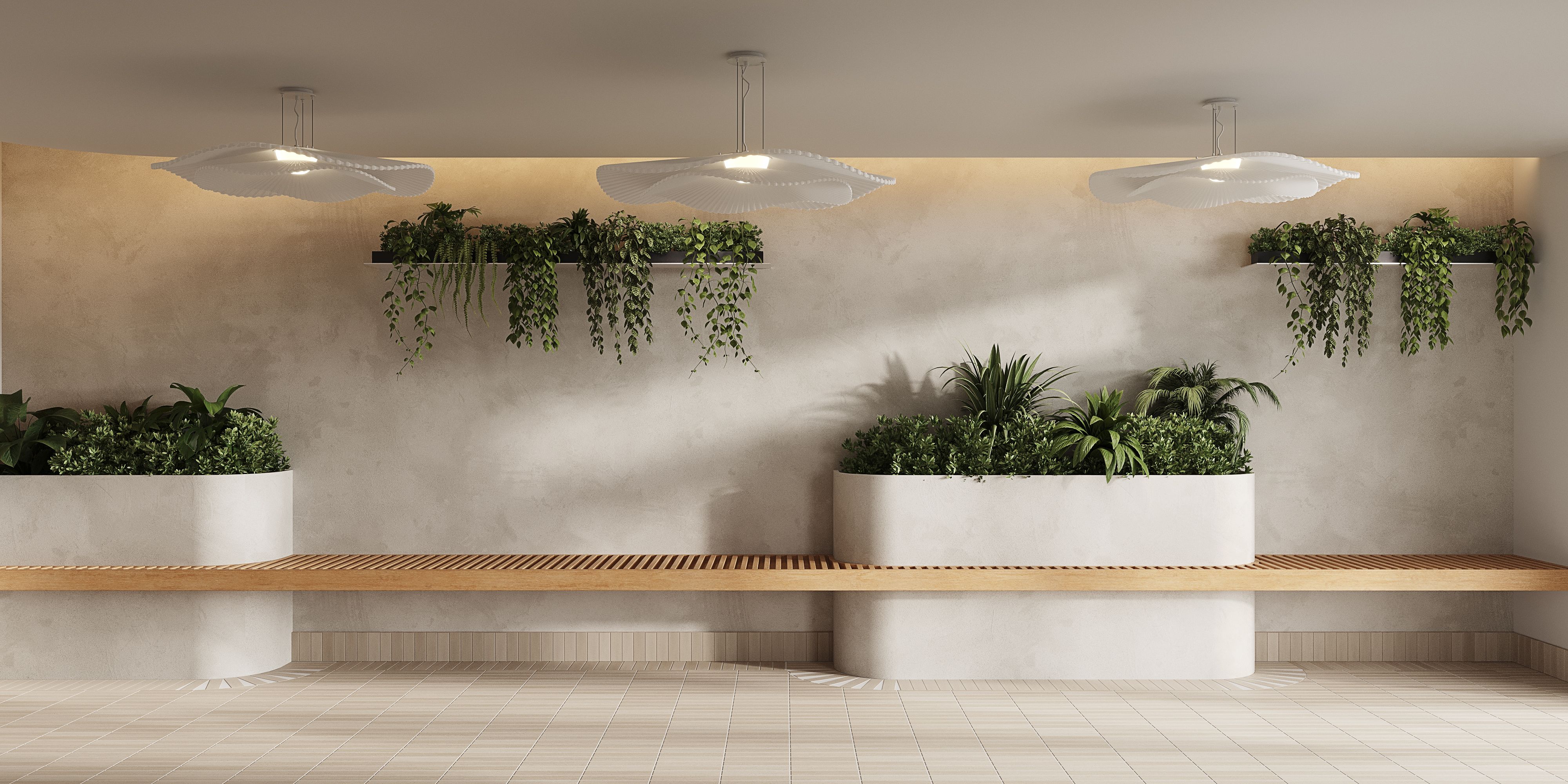 Cuisine moderne noir et grise avec touche de bois, banc en cuir, dosseret texturé noir, développement immobilier.