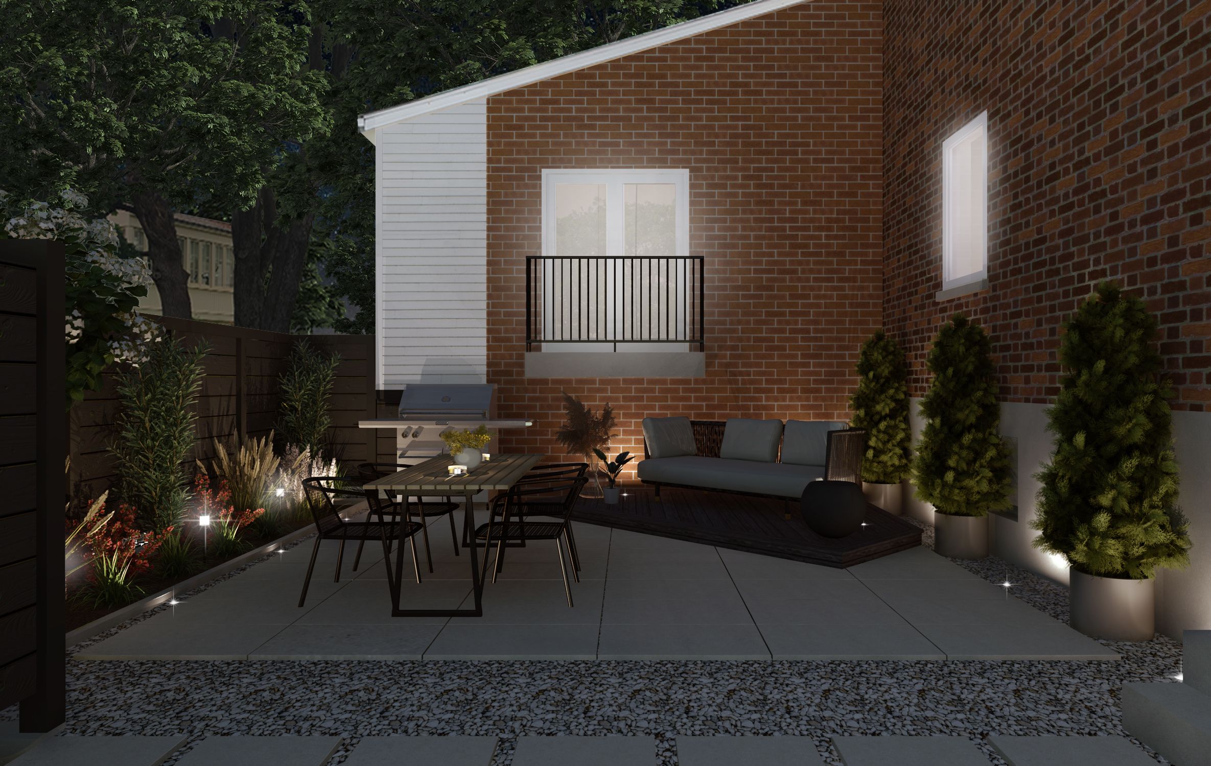 Cour arriere vu de nuit