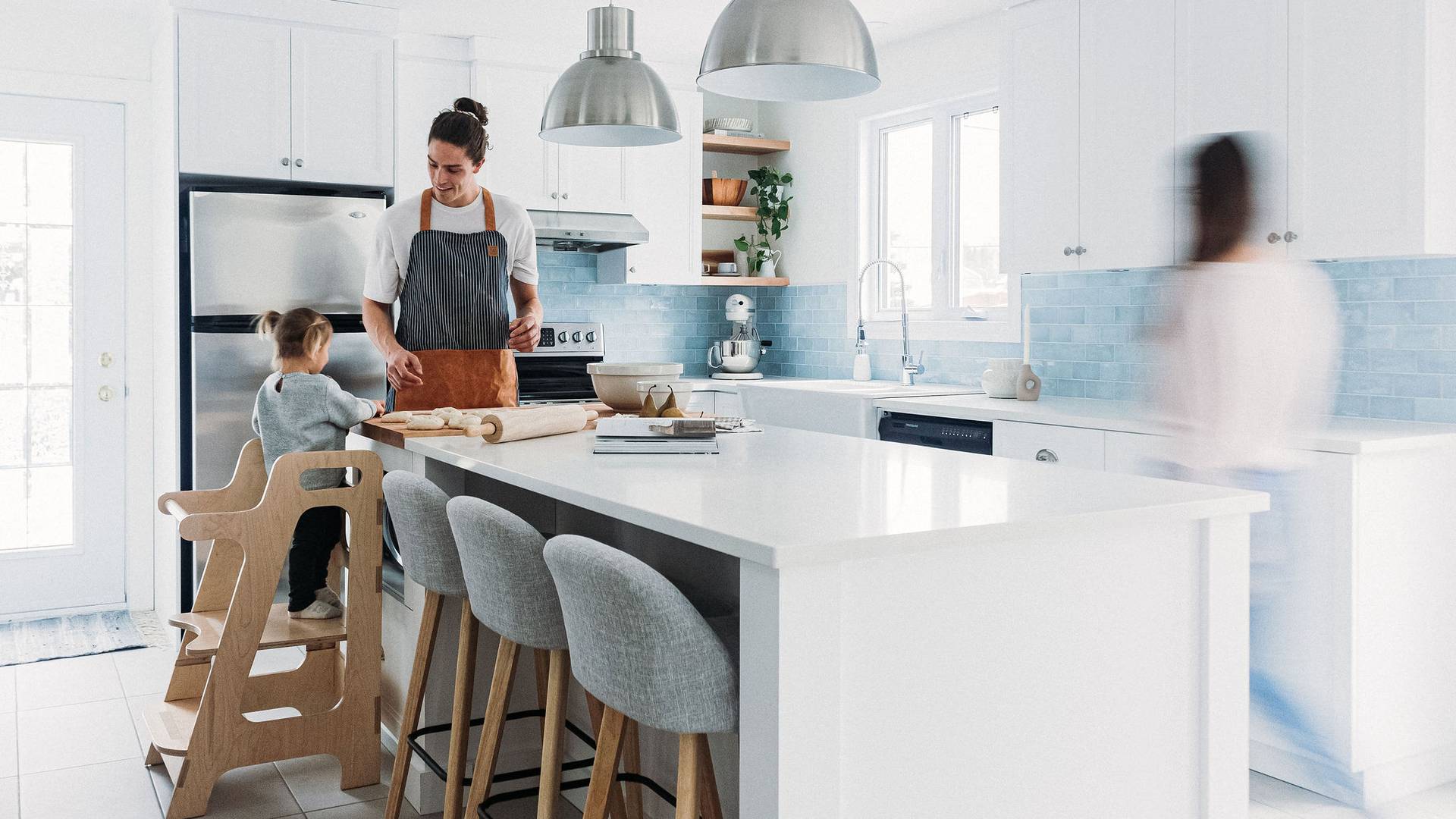 Cuisine de style farmhouse, moderne et lumineuse, e-design