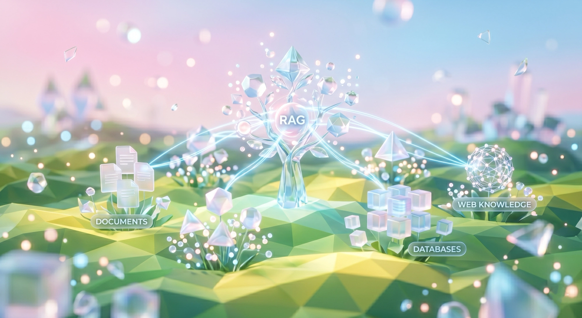 Verilerin bir bahçe gibi filizlendiği ve AI tarafından toplandığı otonom süreci temsil eder.