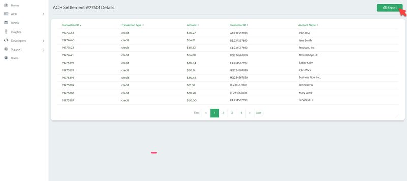 Export confirmation window
