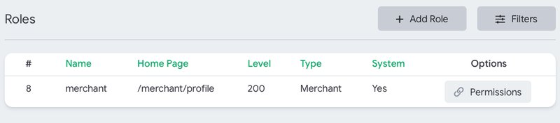 Roles page with Add Role button