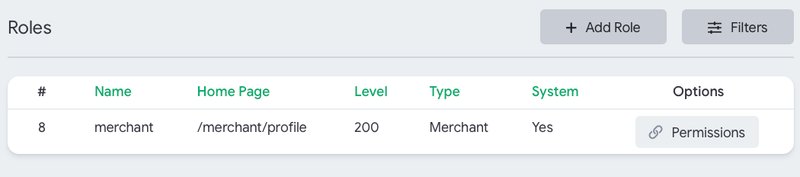Roles page with Add Role button