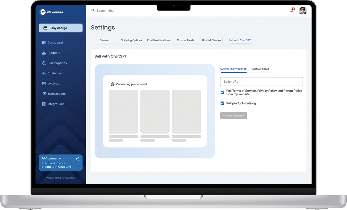 EPD Payments customer profiles view