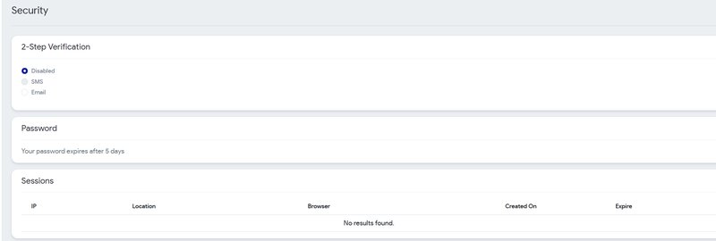 Disabling 2FA from the Security page