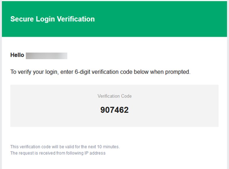 2-Step Verification email code prompt