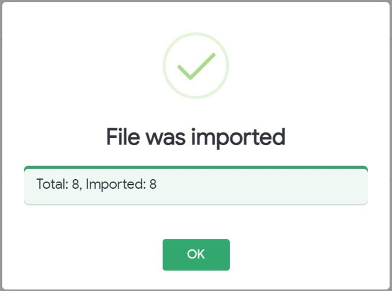 CSV column layout example