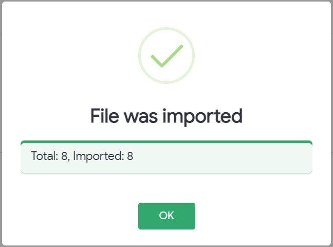 CSV column layout example