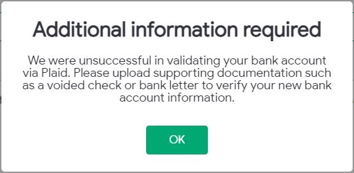 Manual bank verification document upload