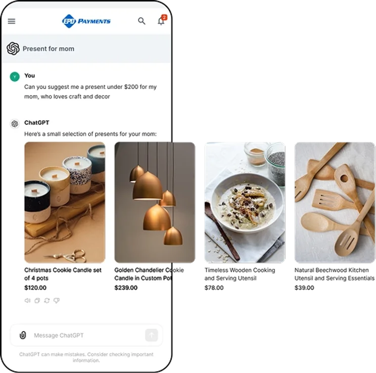 Start selling your products through ChatGPT in a few minutes with EPD Payments