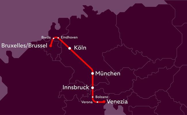 Itinéraire du Bruxelles Venise en train de nuit