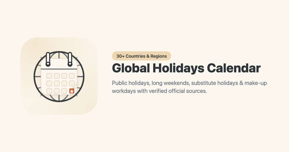 image of Global Holidays Calendar image of Global Holidays Calendar