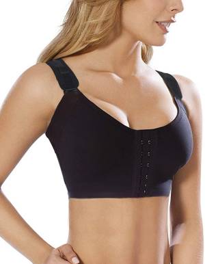 MELENECA Women's Front Closure Wirefree Post Surgery Plus Size Back Support  Posture Bra