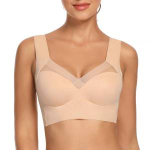 Buy PLUS SHINE Women's Soft Wirefree Super Combed Cotton Fabric Non Padded Wire  Free Seamless Sports Bra Full Coverage (Nude) at