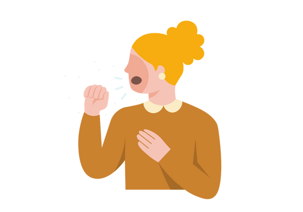 A woman coughing profusely.