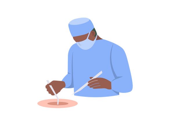 A male surgeon at work, performing surgery.