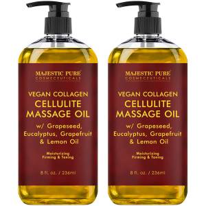 First Botany, Anti-Cellulite Massage Oil Infused with Collagen & Stem Cells  - Natural Cellulite & Stretch Mark Treatment for Men & Women - 8 oz