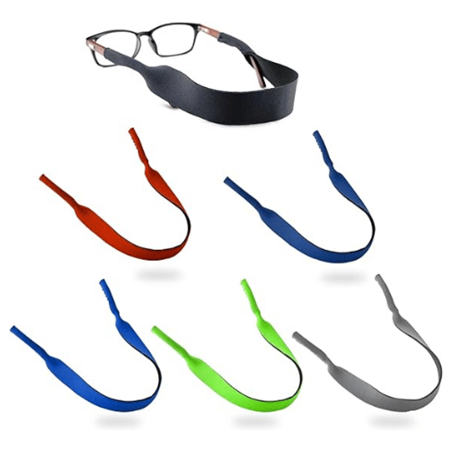 Adjustable Eyeglass Strap (3 Pack Fish Style) No Tail Sunglass Strap Eyewear String Holder w/ Bonus Glasses Cleaning Cloth 3 Pack