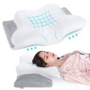 RESTCLOUD Adjustable Neck Roll Pillow, Neck Pillow for Pain Relief  Sleeping, Memory Foam Cervical Pillow for Neck Pain Relief