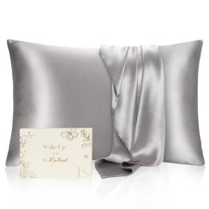  Bedsure Satin Pillowcase for Hair and Skin Queen - Silver Grey  Silky Pillowcase 20x30 Inches - Set of 2 with Envelope Closure, Similar to Silk  Pillow Cases, Gifts for Women Men 