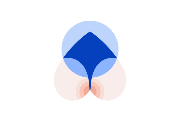 Un derrière portant des sous-vêtements bleus avec des cercles concentriques roses rayonnant depuis le rectum. Un cercle bleu clair recouvre le haut.