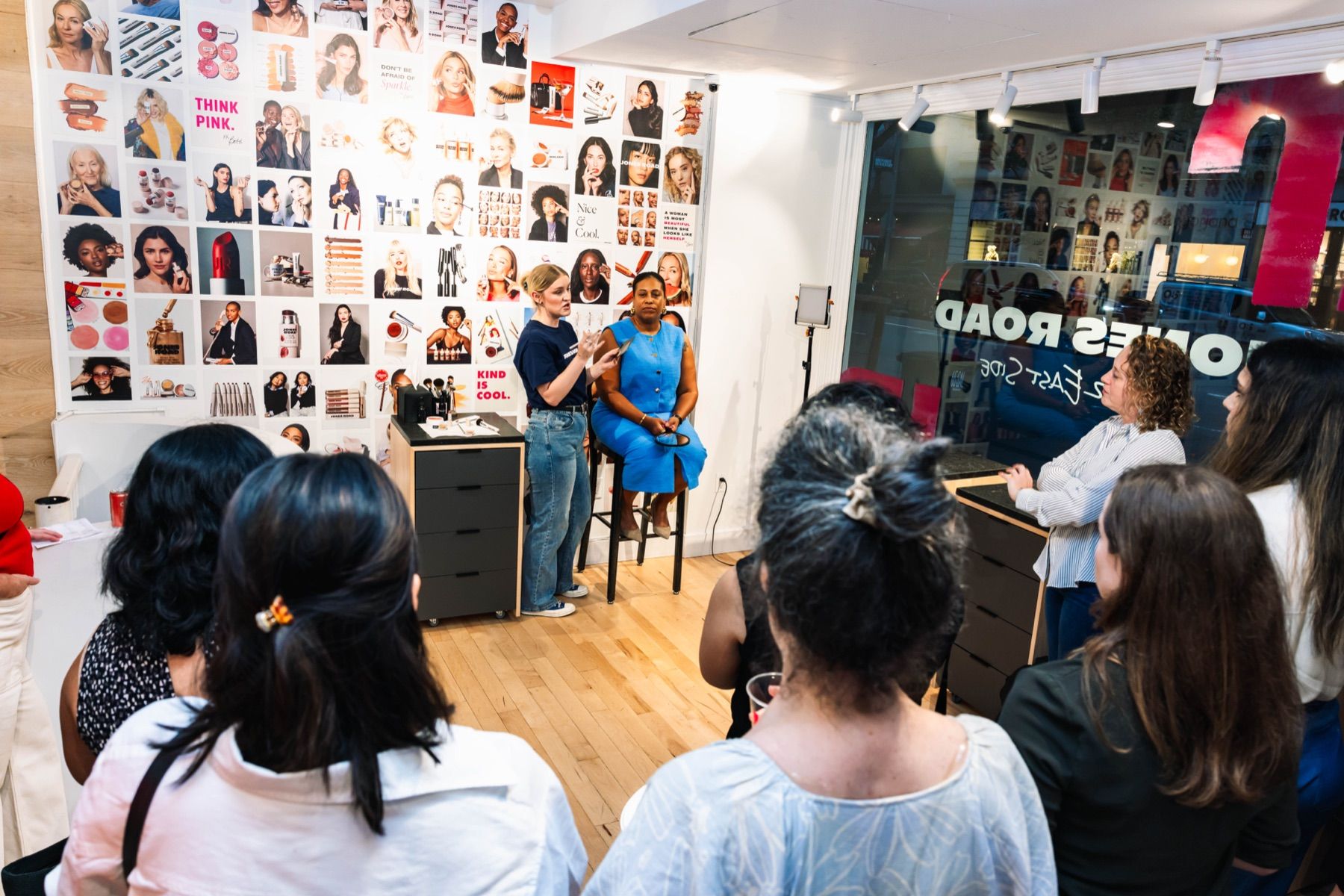 Members gathered inside the Jones Road Beauty store during the Work Lunch event