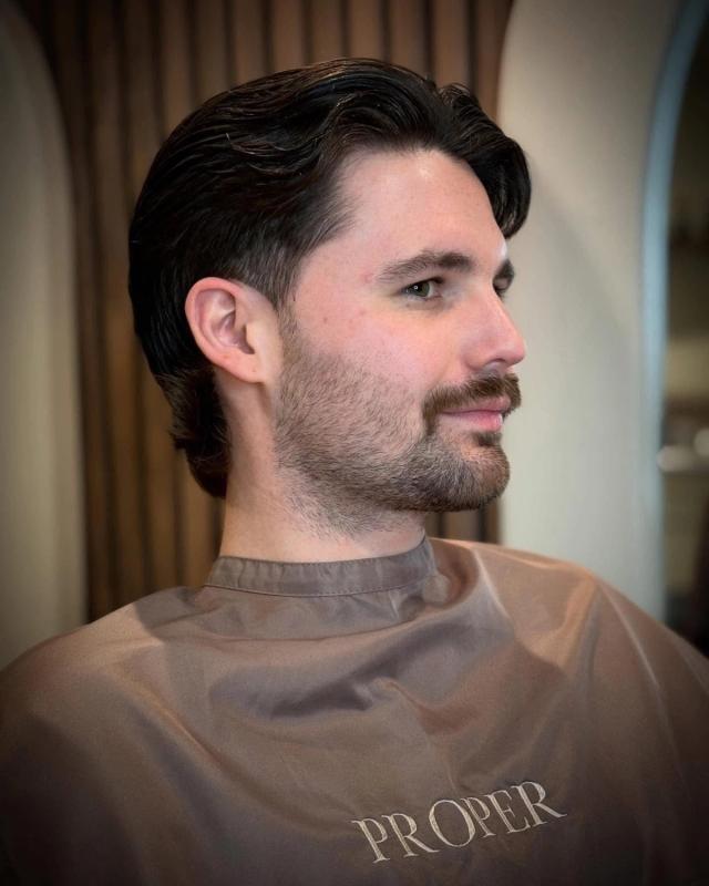 Textured quiff with a tapered back and sides