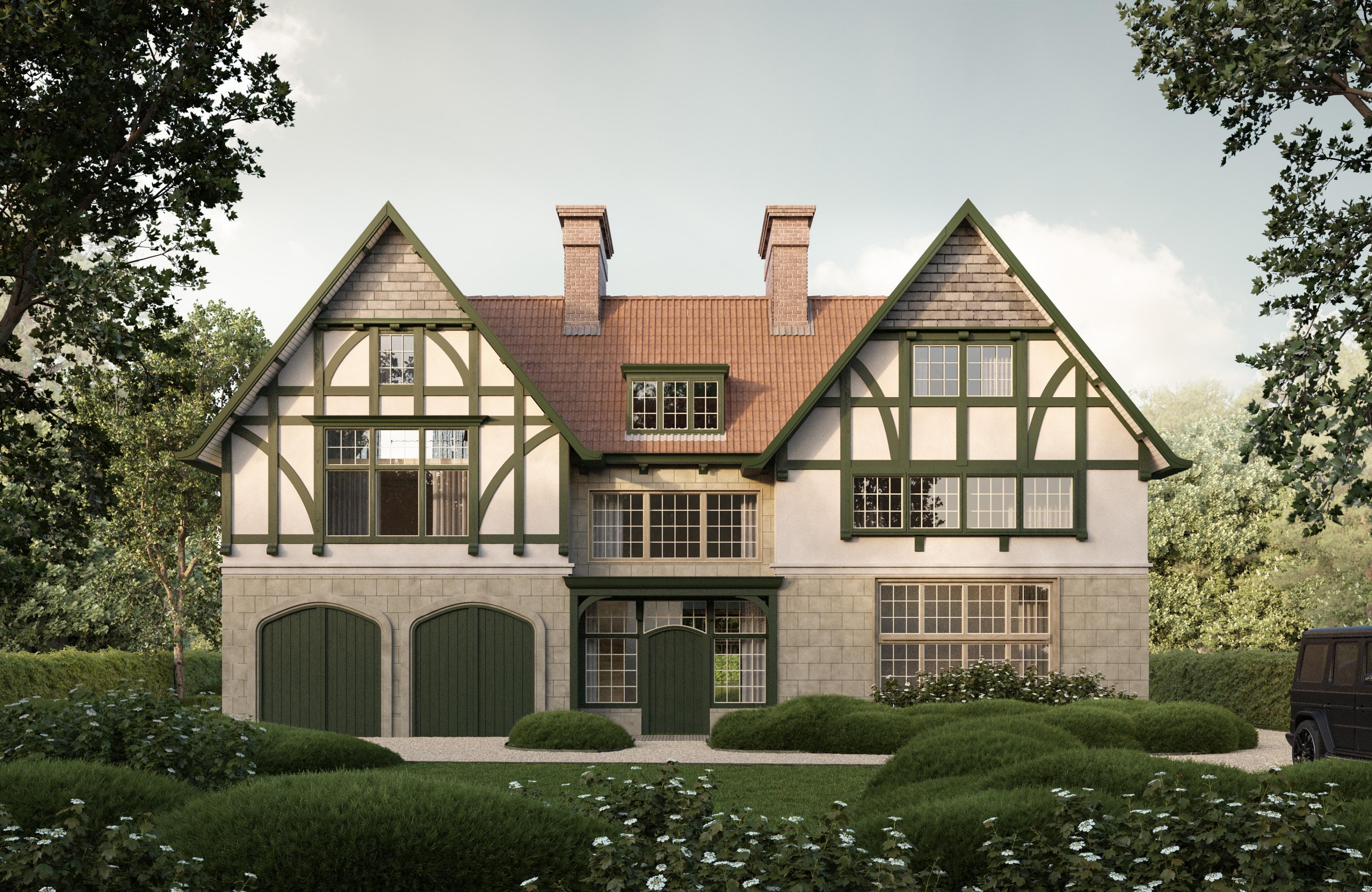 Nieuwbouwvilla in Brasschaat, zicht op de voorgevel
